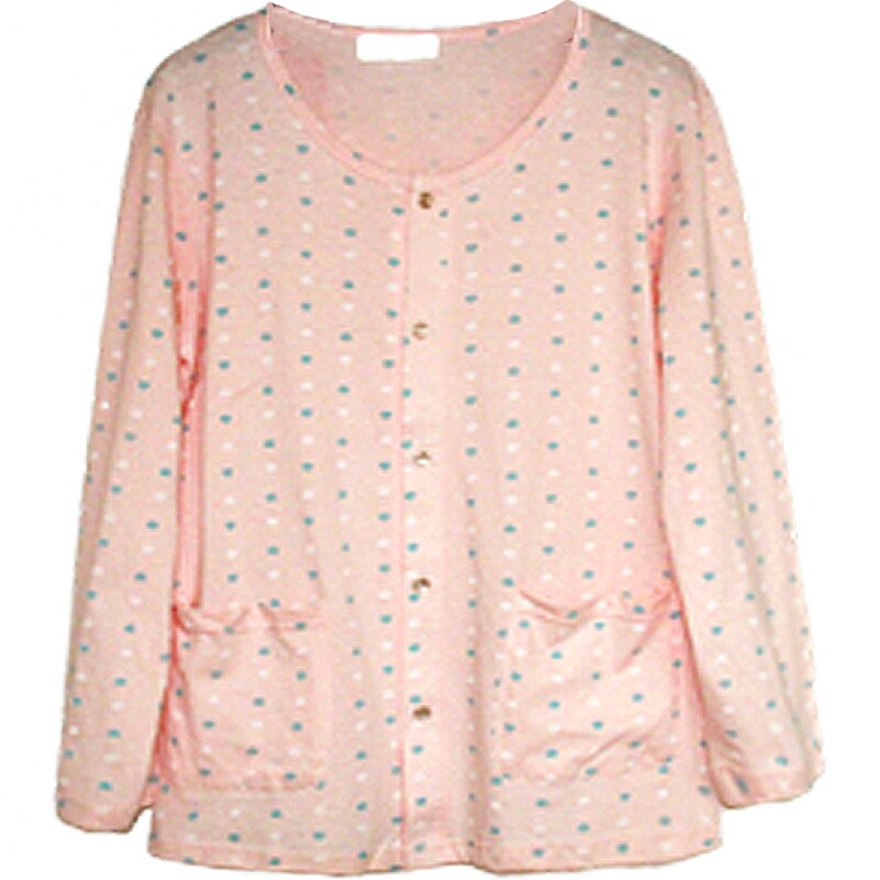 MIDDLE-AGED AND ELDERLY WOMEN COTTON CARDIGANS PLUS-SIZE PAJAMAS TOPS LOOSE LONG-SLEEVED LIVING CLOTHES PRINTED MOM CASUAL SPRING AND AUTUMN CLOTHES