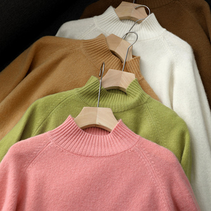 篙克重270g重磅100羊绒 纯色高领长袖时髦针织打底衫女秋 S14379