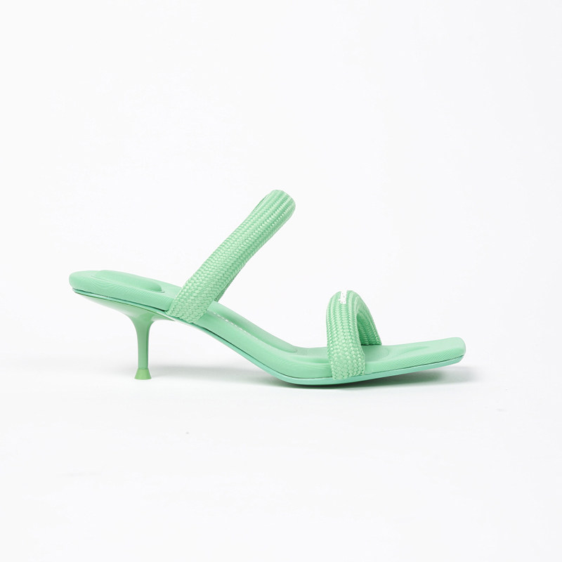 Alexander Wang女夏圆头新款上市亚历山jessie尼龙凉鞋女款绿色