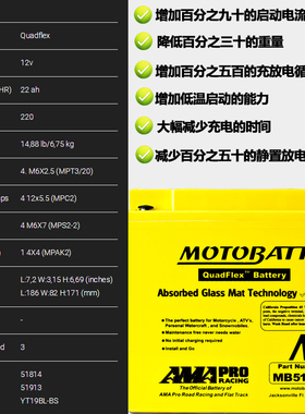 美国MOTOBATT百特电瓶适配于BMW宝马K1200LT/RS/GT K1600GT推荐