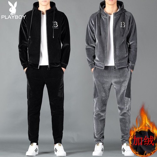 花花公子金丝绒卫衣套装秋冬季