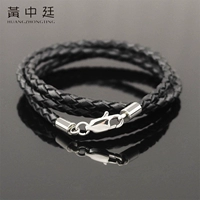 Черное плетеное кожаное ожерелье из шнура, подвеска, ремешок подходит для мужчин и женщин