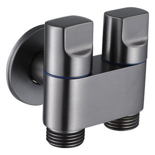 全铜三通角阀分水器一进二出双控洗衣机龙头自动止水马桶伴侣喷枪