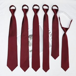 免打拉链式懒人酒红细纹领带衬衫日系JK长短款学院风学生上班领结