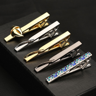 男士商务正装金色银色简约领带夹结婚男女别针韩版时尚保安领夹