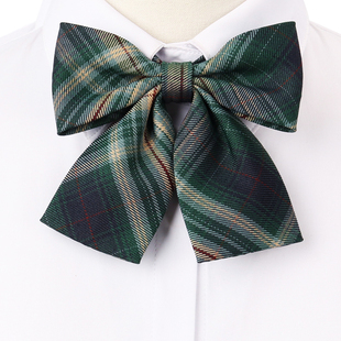 日系韩版女墨绿色格纹领花学院风免打jk领结蝴蝶结毕业领带水手服