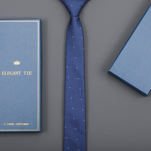 波纹白点领带新郎结婚男女商务正装韩版拉链式蓝色条纹领带礼盒
