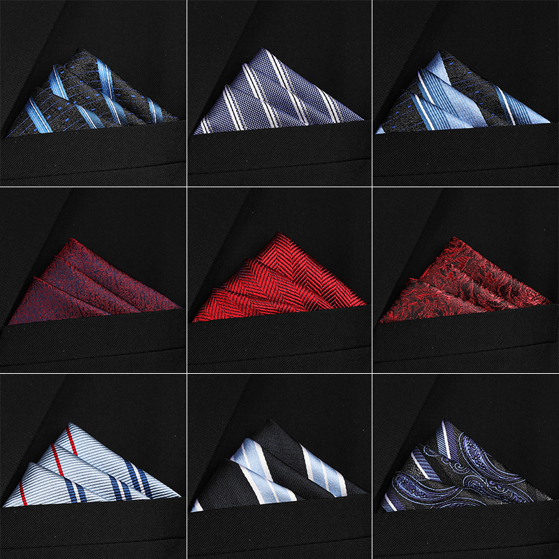 男装西装桑蚕丝真丝口袋巾正装胸巾丝巾多色条纹几何图案商务方巾