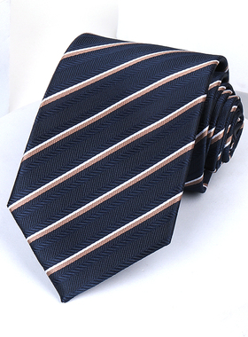 深蓝黄条领带男女商务正装蓝色拉链式新郎结婚韩版懒人免打领带