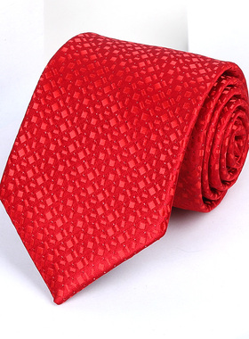 D12领带男士商务正装结婚新郎红色工作韩版拉链式免打手打领带