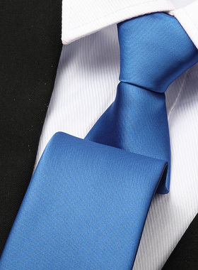 宝蓝纯色男女拉链领带结婚新郎蓝色正装商务韩版懒人免打条纹领带