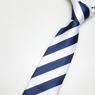 8.5厘米L002蓝白宽条纹 商务结婚新郎条纹拉链西装 领带男正装 男士