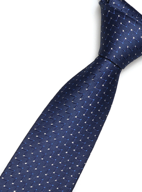 领带男正装男士商务结婚新郎手打西装8厘米蓝色梯纹手打款