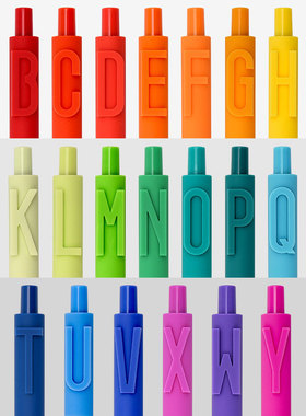 KACO字母笔黑色按动中性笔书源学生用黑笔简约糖果色软硅胶彩色水笔官方旗舰店创意数字英文字母36色套装定制