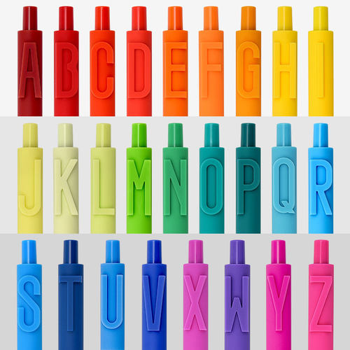 KACO字母笔按动软硅胶36色定制