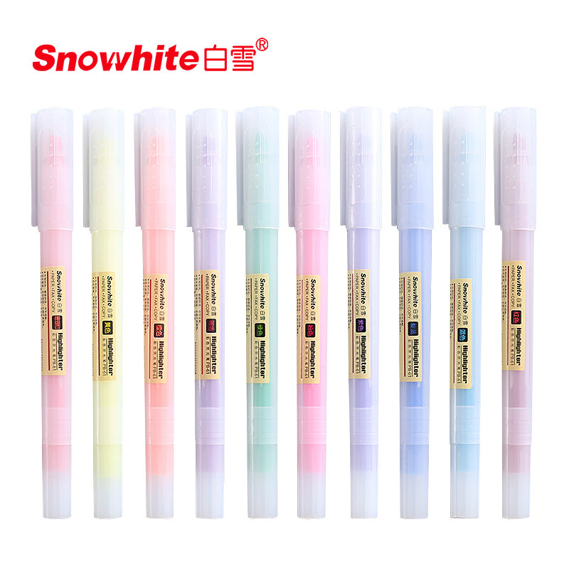 白雪直液式荧光笔学生用记号笔高颜值ins风绘画标记笔彩色荧光笔pb-61