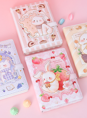 36k樱花手账本创意韩国可爱彩页插画个性女50k笔记本子记事本少女心文艺小清新手帐本简约大学生用日记本厚