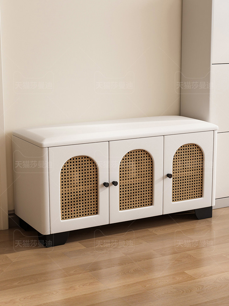 入户藤编换鞋凳家用门口可坐鞋柜一体软包简约现代实木长条穿鞋凳,住宅家具,换鞋凳,淘宝优惠券,粉丝福利购,淘宝优惠卷