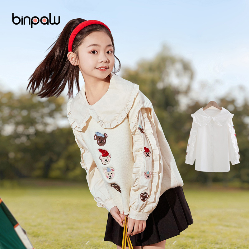 棉衬衫童装韩版春秋娃娃领