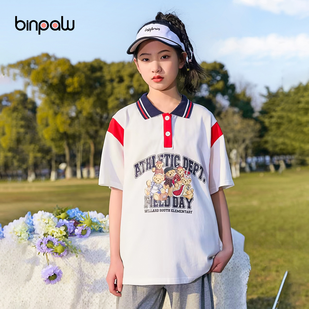binpaw立领Polo衫男童宽松休闲