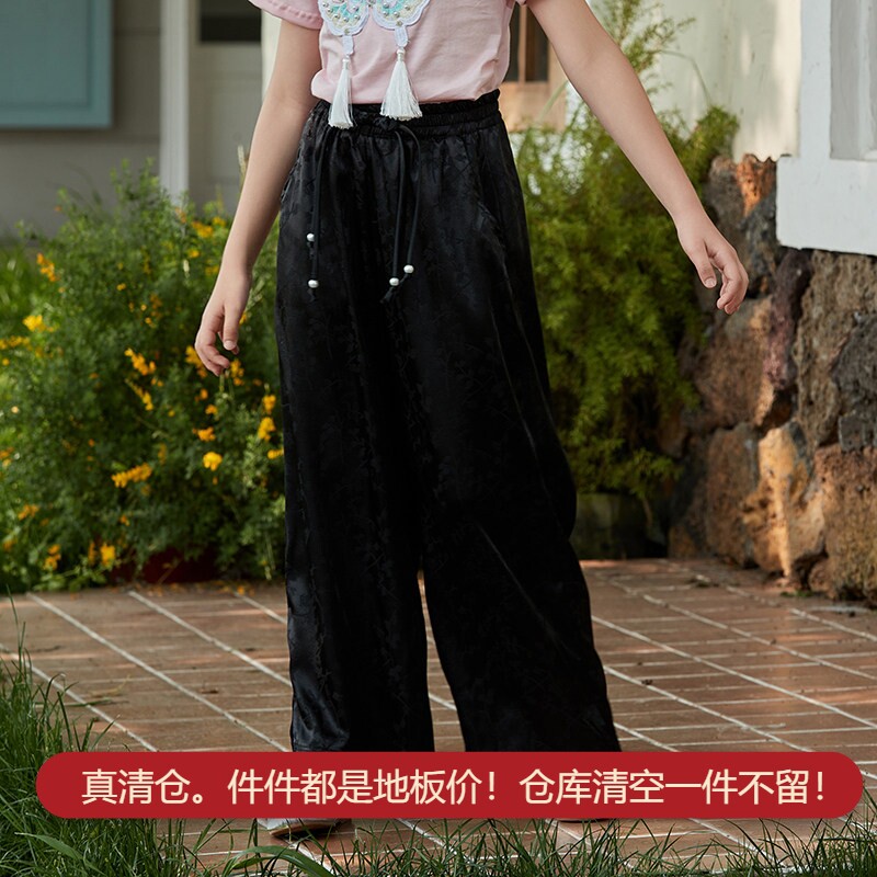 童装长裤舒适阔腿裤新中式