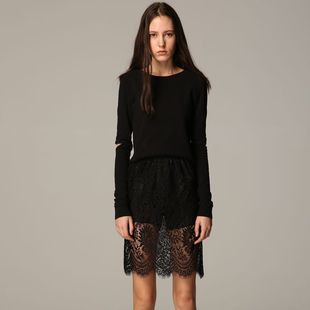 春蕾丝裙中长款 包臀蕾丝直筒裙透明衬裙半身裙单层内搭打底裙罩裙