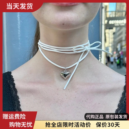 系绳银色小爱心毛衣链长链女新款