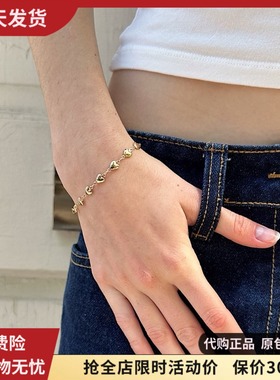 bm新款不掉色爱心金色手链