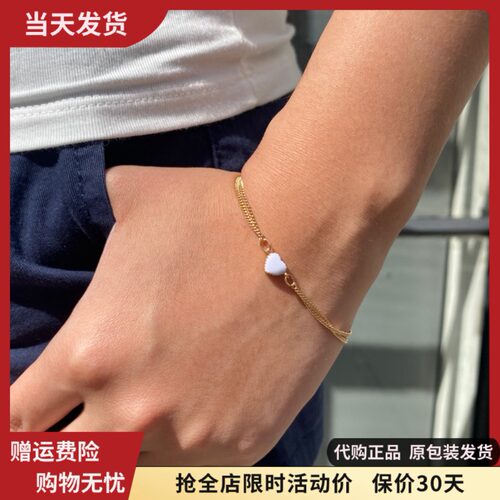 bm新款白色爱心金色手链