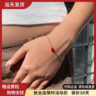 bm手链夏新款红色小爱心金色链条配饰女生国内代购brandymelville