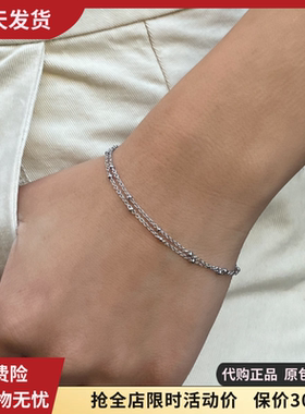 bm手链不掉色女生双层银色链条