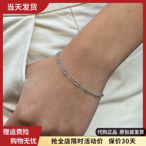 bm手链不掉色女生双层银色链条