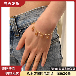 brandymelville国内代购bm手链粉色人造宝石吊坠叠戴百搭女夏新款