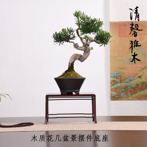 中国古风悬崖式小微盆景架木托
