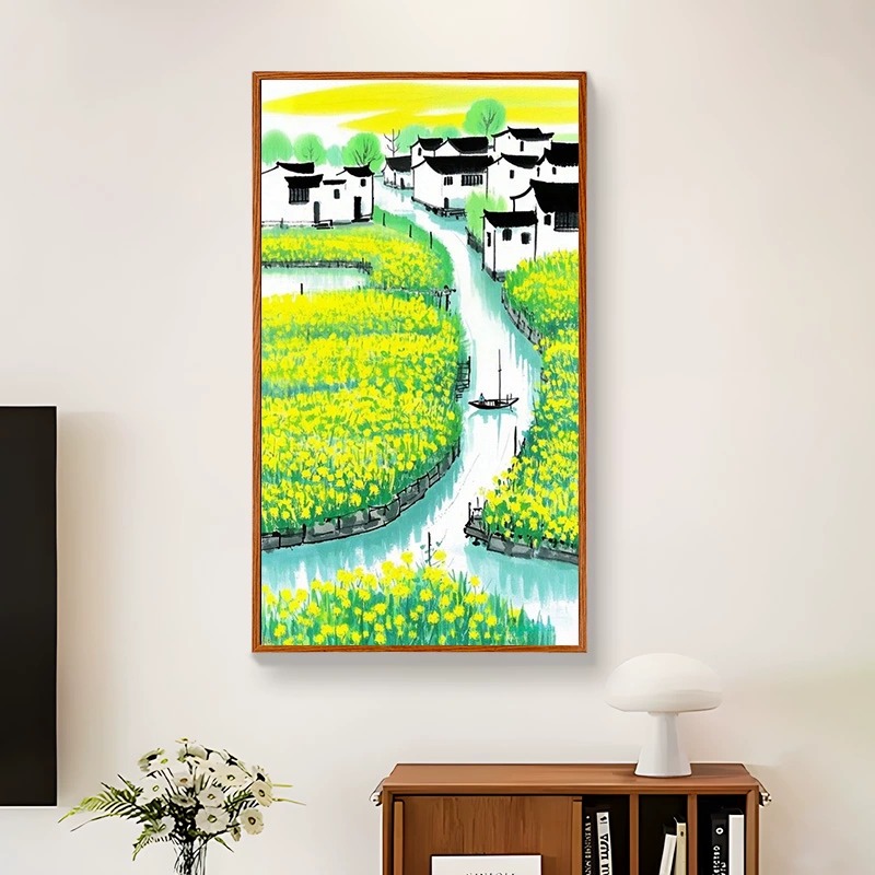 数字油画diy填色画填充手工涂色手绘丙烯油彩客厅装饰画油菜花开图片