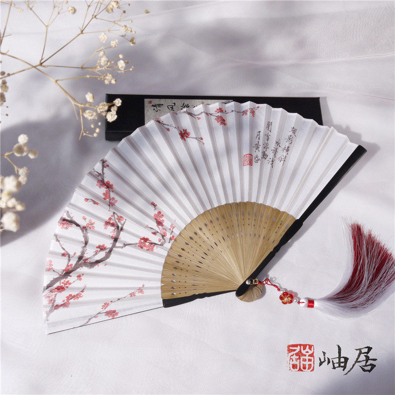 十二花神之梅花扇 复古中国风7寸女扇折扇汉服扇携带小扇子礼品扇