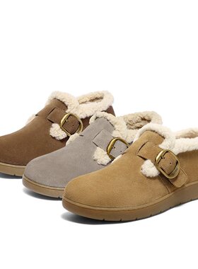 森达小太阳毛毛鞋女2025冬新商场保暖加绒加厚勃肯雪地靴4URF5DM5