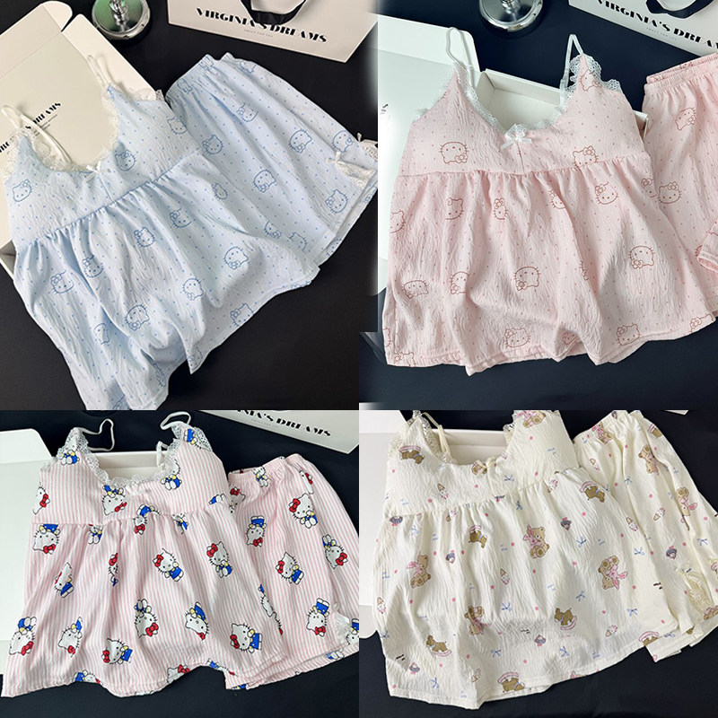 带胸垫睡衣女夏季云朵棉质感图片