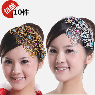 民族舞蹈头饰古典舞蹈头花秧歌舞蹈头饰演出头饰孔雀舞头饰军绿色