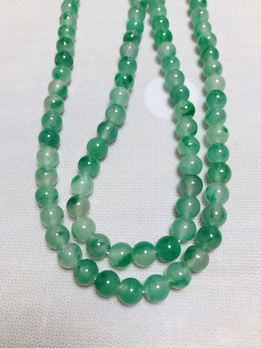 天然非洲翠项链卡约8mm冰飘花玉质细腻颜色漂亮干净108颗