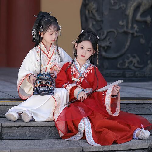 汉服女童战国袍春秋款2025新款儿童中国风套装女大童中秋古装长款