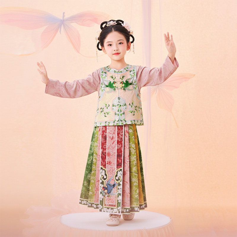 新款汉服唐装马甲马面裙年衣童装新中式女童马面裙儿童春款