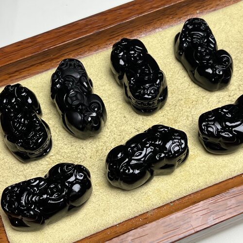 全黑曜石貔貅配件隔珠diy配饰材料串饰手工编项链佛珠链手链手串