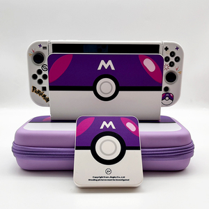 任天堂switch oled保护壳PC硬壳精灵球NS保护套彩绘浮雕可插底座