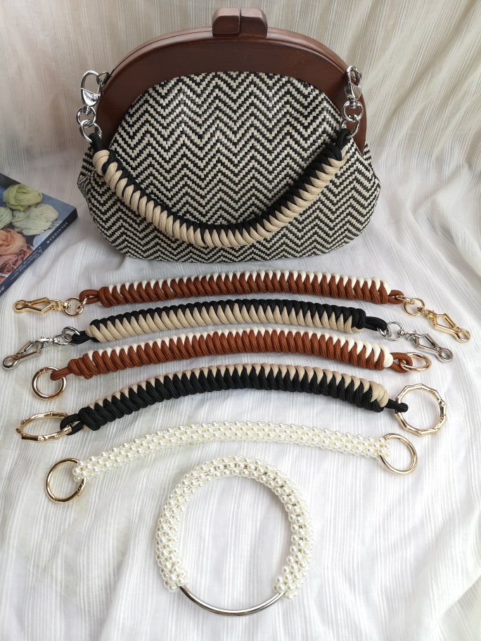 手编纤维绳提手2色36cm弹簧圈42cm钩扣款diy水桶包月亮包手挽配件