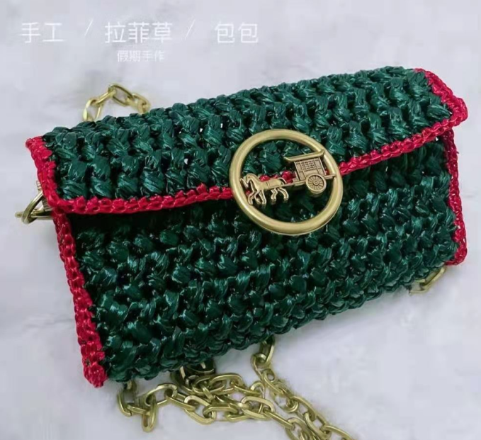 小方包编织包五金鎏金色圆马车磁吸扣挂耳D扣链条diy手工包袋配件