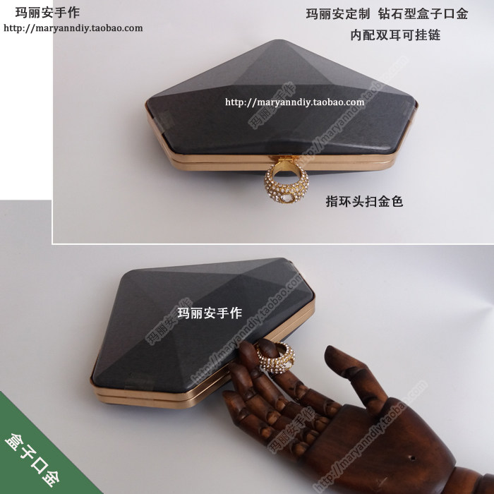 特价钻石盒子口金配图纸和尚头蝴蝶结指环头内耳diy晚宴手包配件