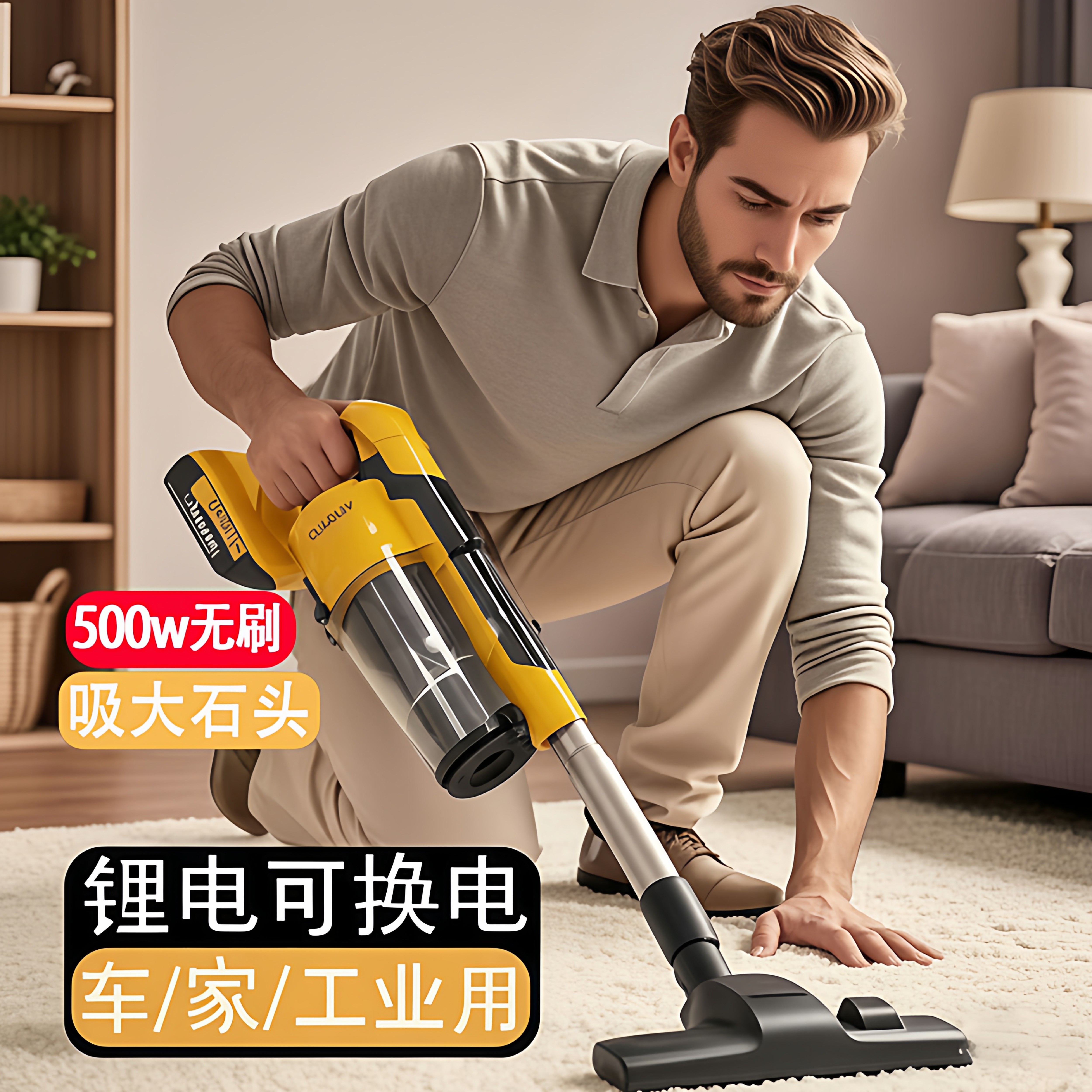 无线锂电吸尘器家用工业车载强大吸力小型手持猫毛扫吸拖地一体机