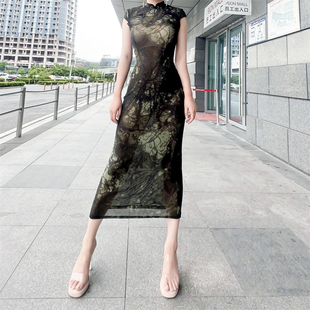 中华娘旗袍女新中式国潮古风夏连衣裙性感微胖显瘦包臀年轻款少女