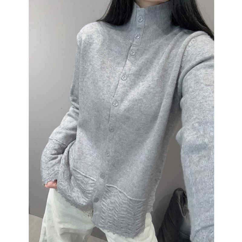 高级感提花长袖针织衫女别致百搭宽松毛衣高领开衫外套欧货上衣冬,女装/女士精品,毛针织衫,淘宝优惠券,粉丝福利购,淘宝优惠卷